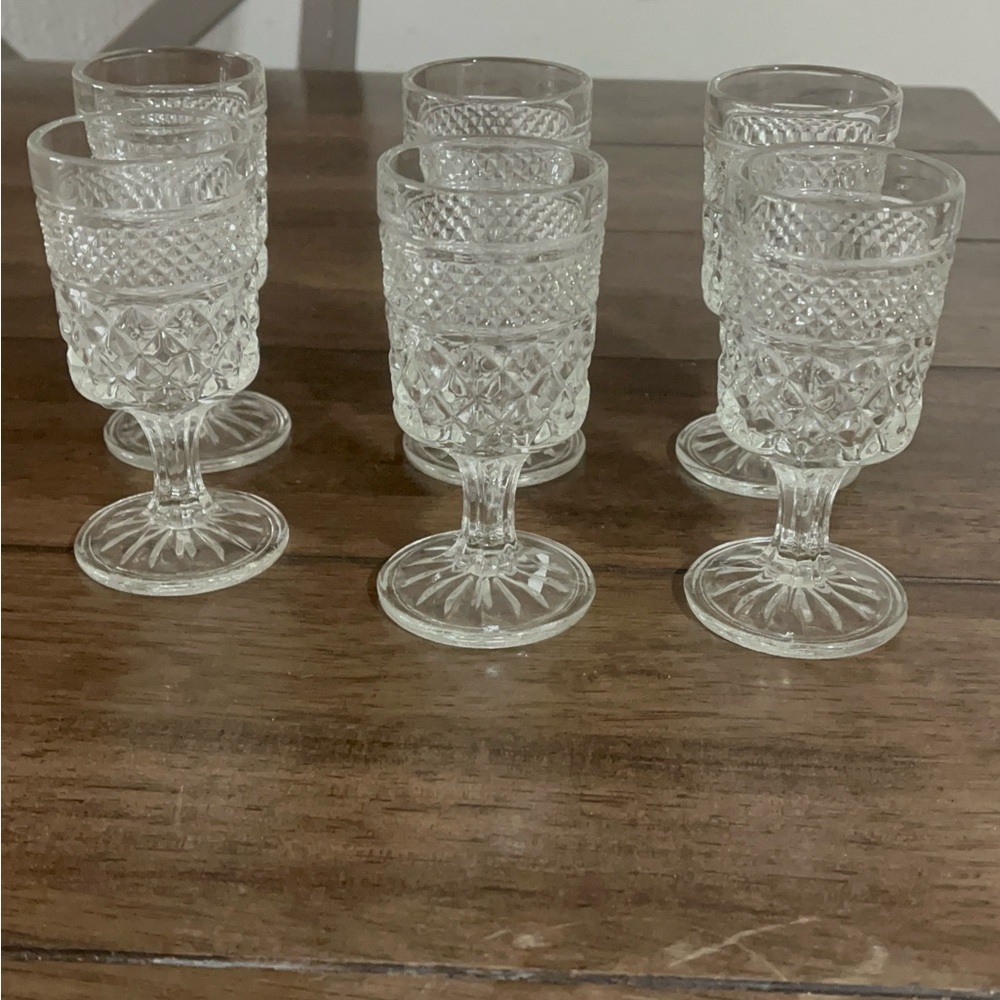 Set of 6 Crystal Clear Glass Goblet anchor hockey